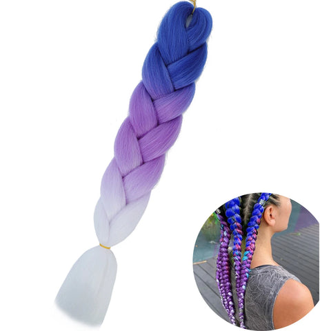 24" Synthetic Yaki Braids Hair - Ombre Kanekalon Jumbo Braid Hair Extensions for Women