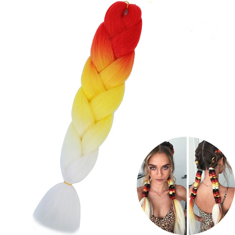 24" Synthetic Yaki Braids Hair - Ombre Kanekalon Jumbo Braid Hair Extensions for Women