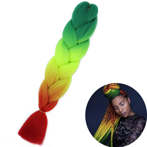 24" Synthetic Yaki Braids Hair - Ombre Kanekalon Jumbo Braid Hair Extensions for Women