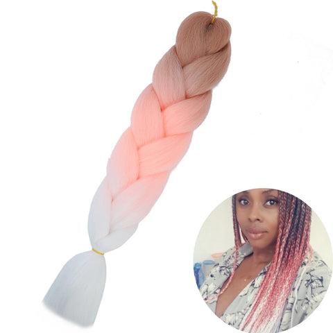 24" Synthetic Yaki Braids Hair - Ombre Kanekalon Jumbo Braid Hair Extensions for Women