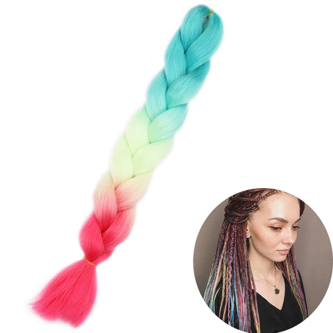 24" Synthetic Yaki Braids Hair - Ombre Kanekalon Jumbo Braid Hair Extensions for Women