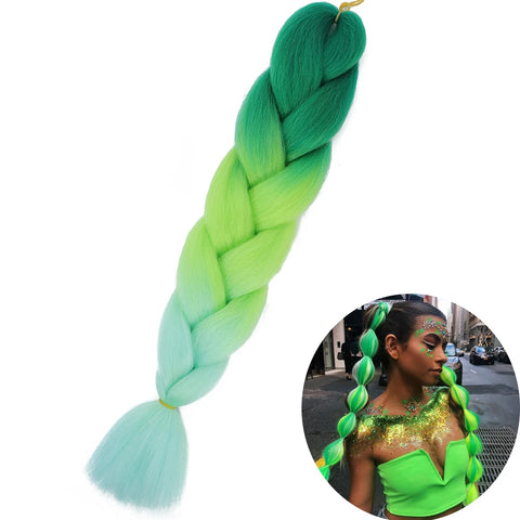 24" Synthetic Yaki Braids Hair - Ombre Kanekalon Jumbo Braid Hair Extensions for Women