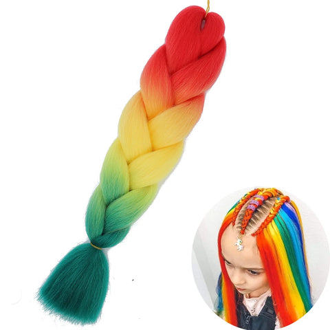 24" Synthetic Yaki Braids Hair - Ombre Kanekalon Jumbo Braid Hair Extensions for Women