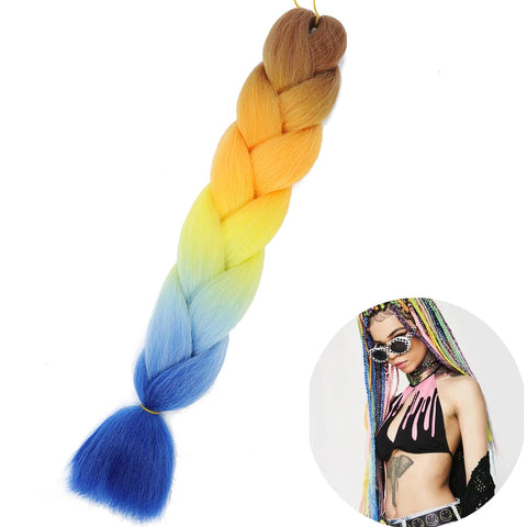 24" Synthetic Yaki Braids Hair - Ombre Kanekalon Jumbo Braid Hair Extensions for Women