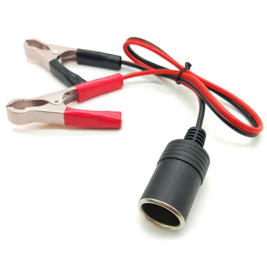 Car Battery Terminal Clip-on Cigarette Lighter Power Socket Adapter for 12V Camping and Christmas