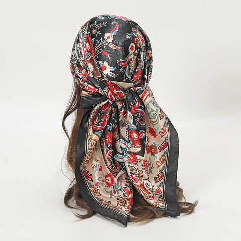 Elegant Satin Square Scarf for Women