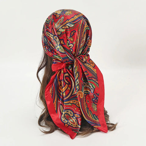 Elegant Satin Square Scarf for Women