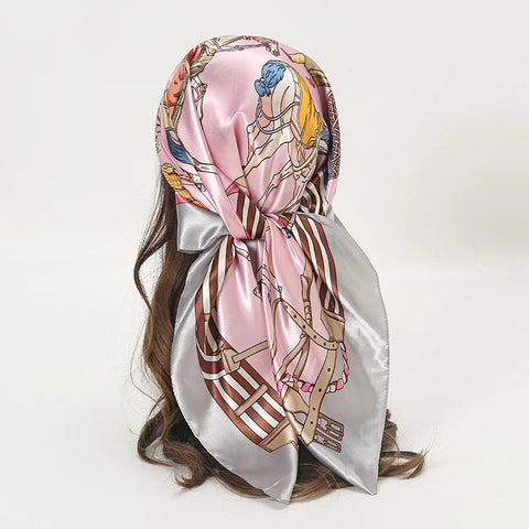 Elegant Satin Square Scarf for Women