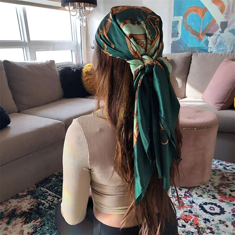Elegant Satin Square Scarf for Women