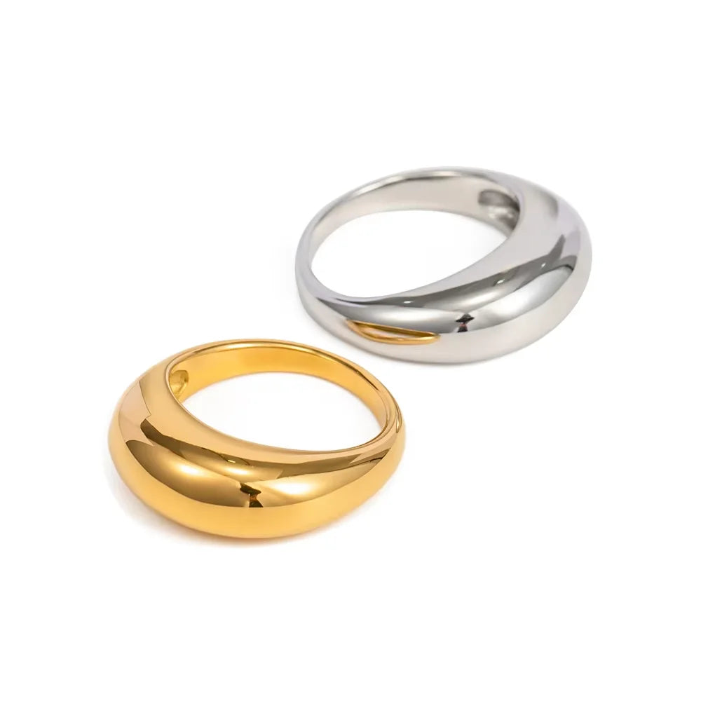 SUNIBI Simple Stainless Steel Arc Rings for Women - Elegant Geometric Jewelry for Couples