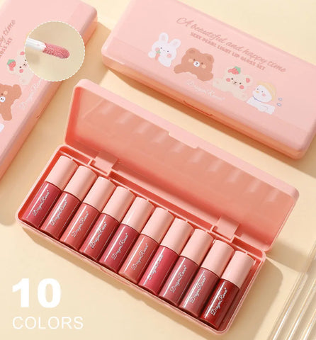 Dragon Ranee 10-Color Cartoon Lip Glaze Set