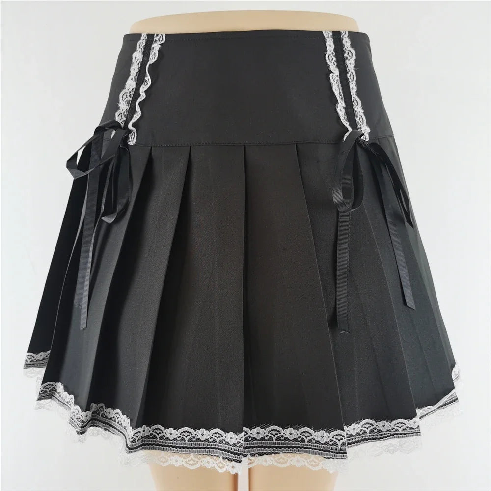 Harajuku Punk Gothic Black High Waist Mini Skirt for Women