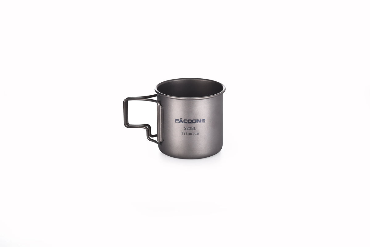 PACOONE Titanium Camping Mug - Lightweight Travel Cookware for Outdoor Adventures