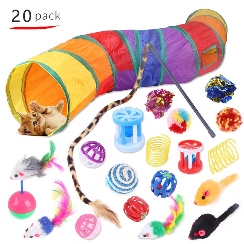 Interactive Cat Toys Tunnel and Balls - Foldable Mouse Shape Tent for Fun Playtime