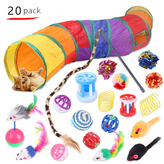 Interactive Cat Toys Tunnel and Balls - Foldable Mouse Shape Tent for Fun Playtime