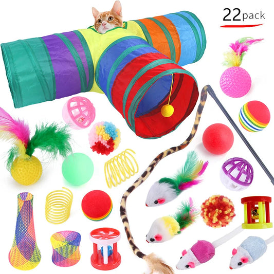 Interactive Cat Toys Tunnel and Balls - Foldable Mouse Shape Tent for Fun Playtime