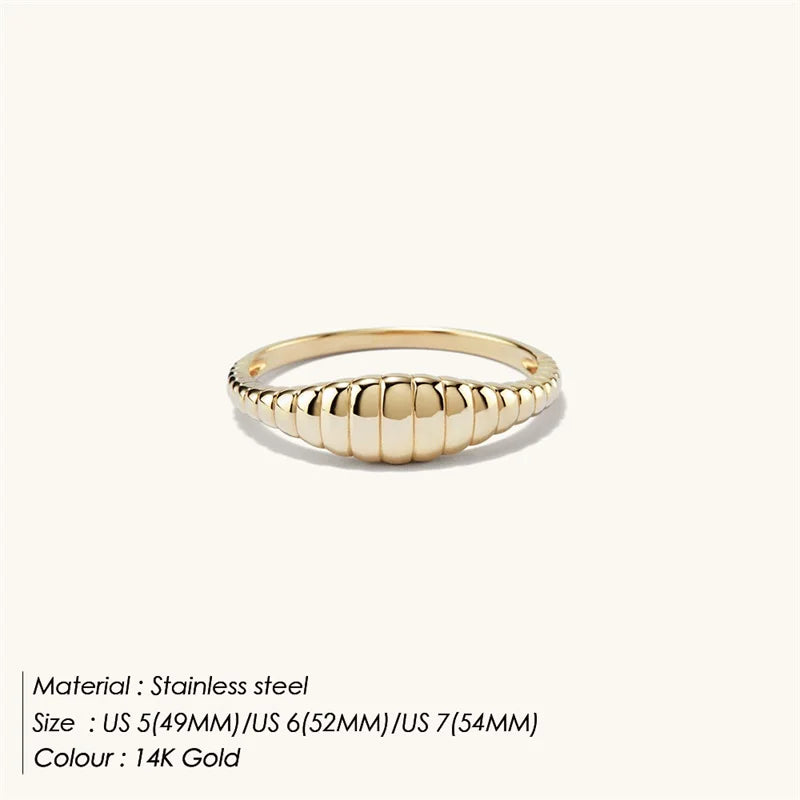 eManco Simple Fashion Style Texture Tail Ring - Classic Stainless Steel Couple Jewelry for Weddings