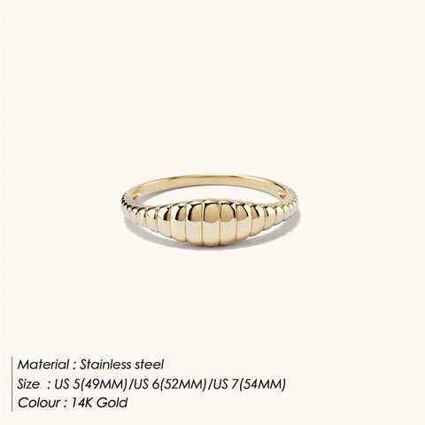 eManco Simple Fashion Style Texture Tail Ring - Classic Stainless Steel Couple Jewelry for Weddings