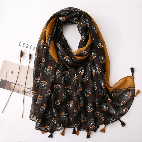 Luxury Cotton Scarf for Women - Large Shawl & Hijab