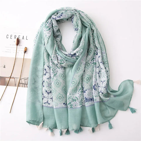 Luxury Cotton Scarf for Women - Large Shawl & Hijab