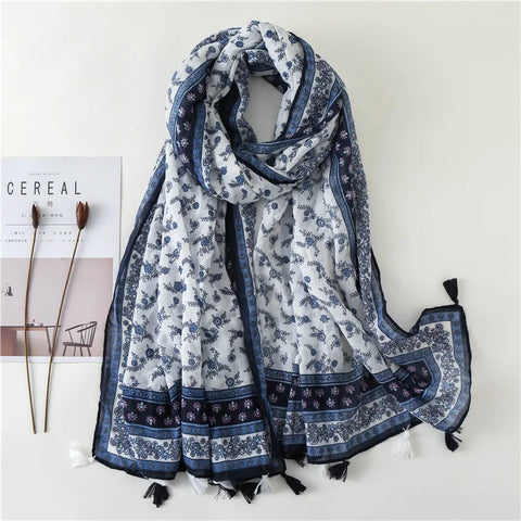 Luxury Cotton Scarf for Women - Large Shawl & Hijab