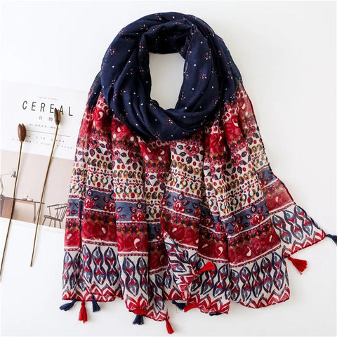 Luxury Cotton Scarf for Women - Large Shawl & Hijab