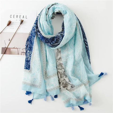 Luxury Cotton Scarf for Women - Large Shawl & Hijab