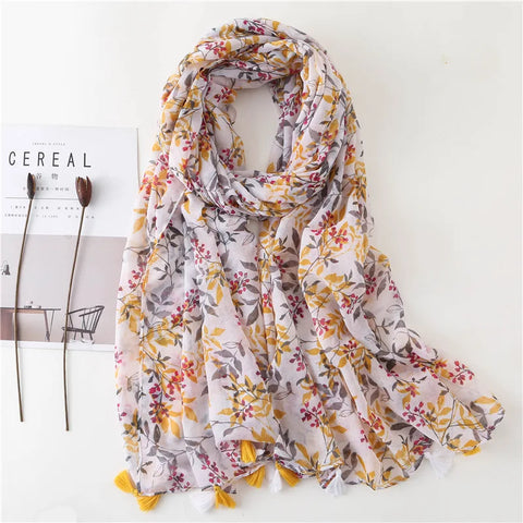 Luxury Cotton Scarf for Women - Large Shawl & Hijab