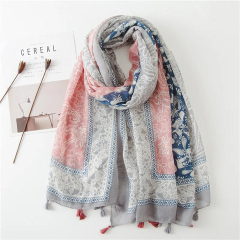 Luxury Cotton Scarf for Women - Large Shawl & Hijab