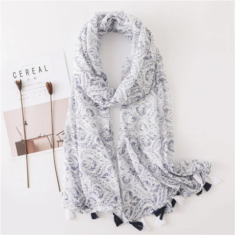 Luxury Cotton Scarf for Women - Large Shawl & Hijab
