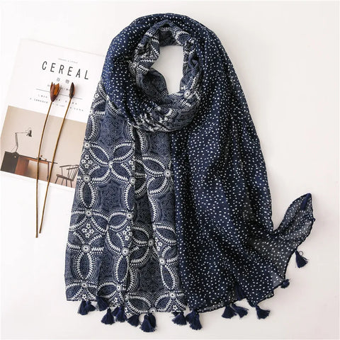 Luxury Cotton Scarf for Women - Large Shawl & Hijab