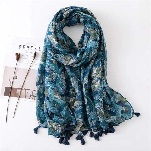 Luxury Cotton Scarf for Women - Large Shawl & Hijab