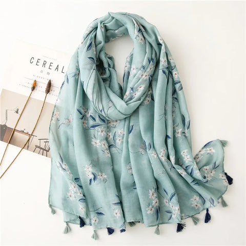 Luxury Cotton Scarf for Women - Large Shawl & Hijab