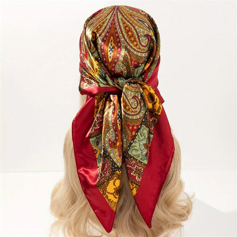 Elegant Satin Square Scarf for Women