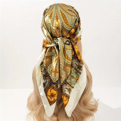 Elegant Satin Square Scarf for Women