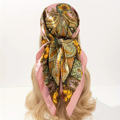 Elegant Satin Square Scarf for Women
