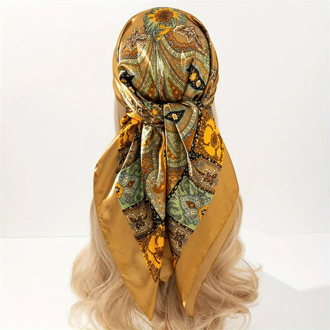 Elegant Satin Square Scarf for Women