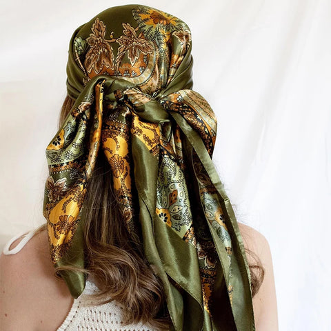 Elegant Satin Square Scarf for Women