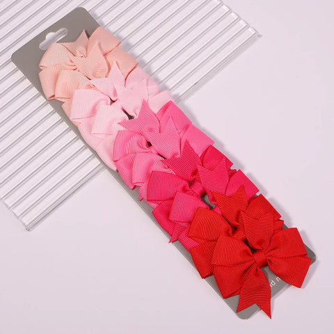 10 stuks effen gekleurde linten baby strikken haarspeldjes voor meisjes - handgemaakte strik haarspelden 