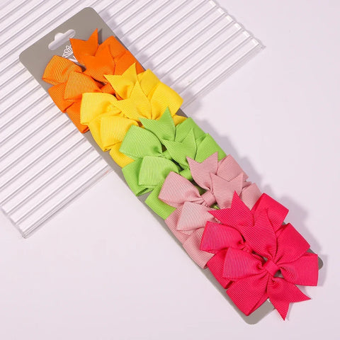 10 stuks effen gekleurde linten baby strikken haarspeldjes voor meisjes - handgemaakte strik haarspelden 