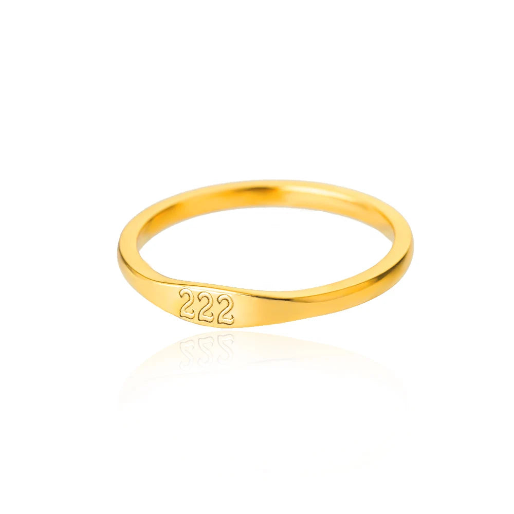 Lucky 11:11 Angel Number Rings for Women - Vintage Stainless Steel Finger Ring - Aesthetic Jewelry Gift