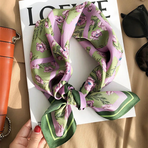 2025 Luxury Silk Skinny Scarf with Cat Print