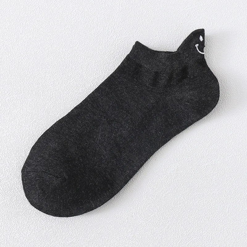 Happy Ladies Cartoon Smiley Face Ankle Socks - Comfortable & Breathable Boat Socks