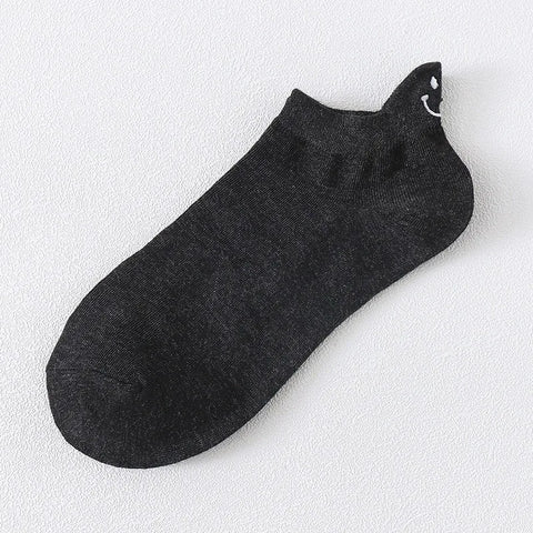 Happy Ladies Cartoon Smiley Face Ankle Socks - Comfortable & Breathable Boat Socks