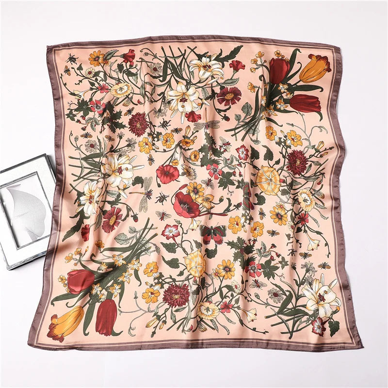 Luxury Floral Silk Scarves for Women