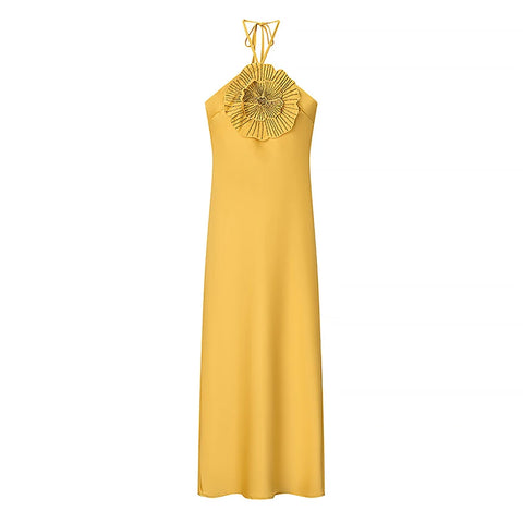 TRAF Women Elegant Diamond Flower Halter Dress