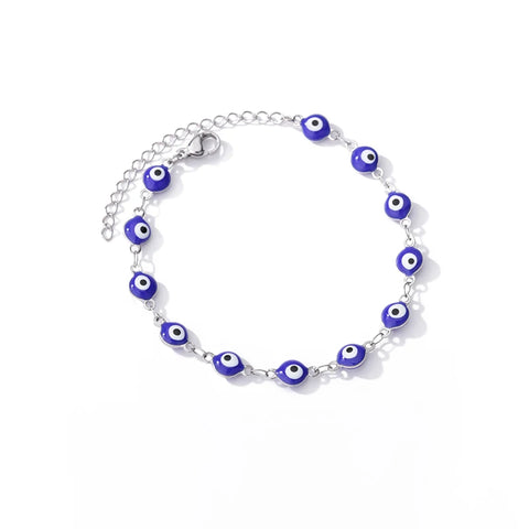 Stainless Steel Evil Eye Bracelet for Women - Enamel Blue Bead Bracelet for Summer Beach Style