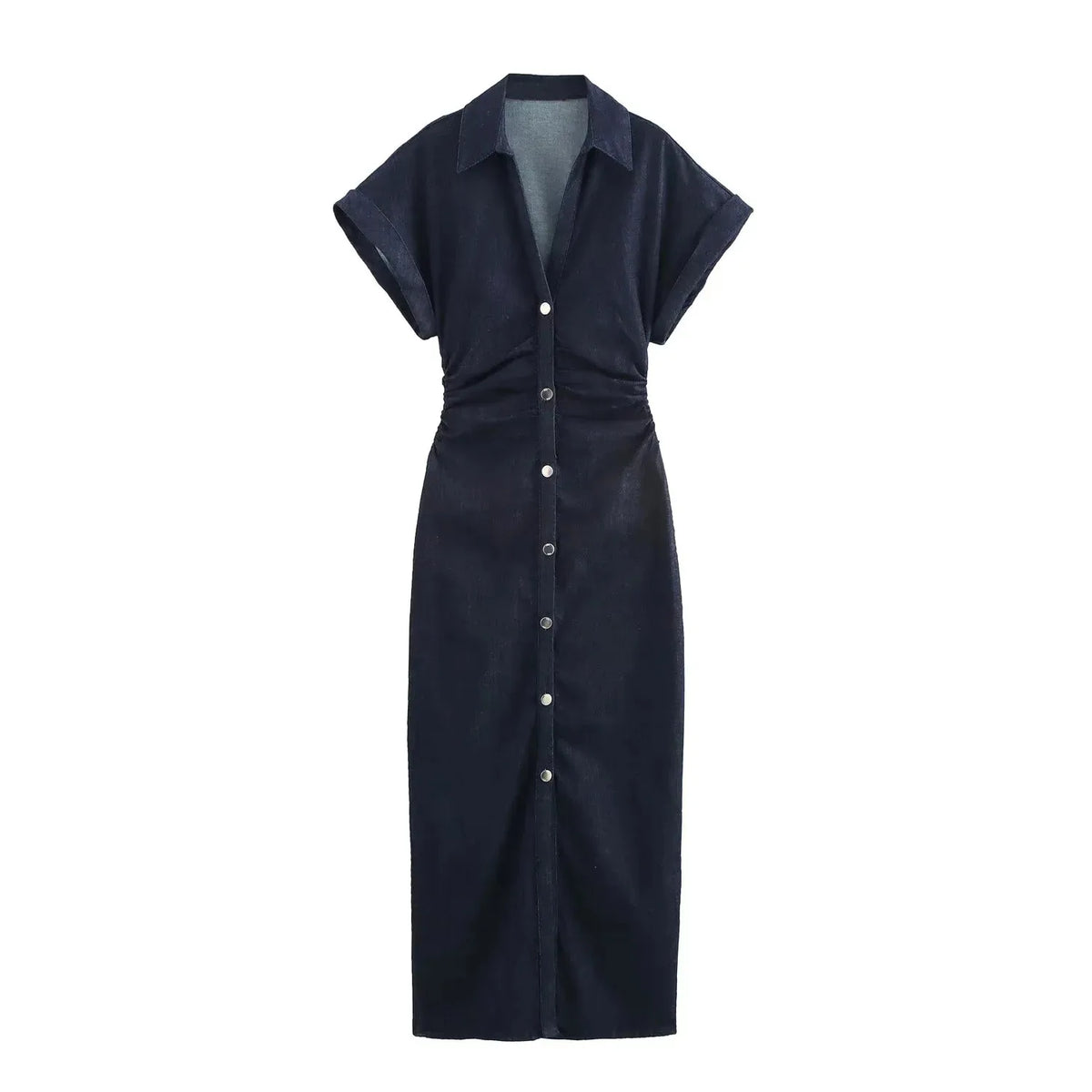 TRAF Denim Dress Women's Casual Midi Dress 2025