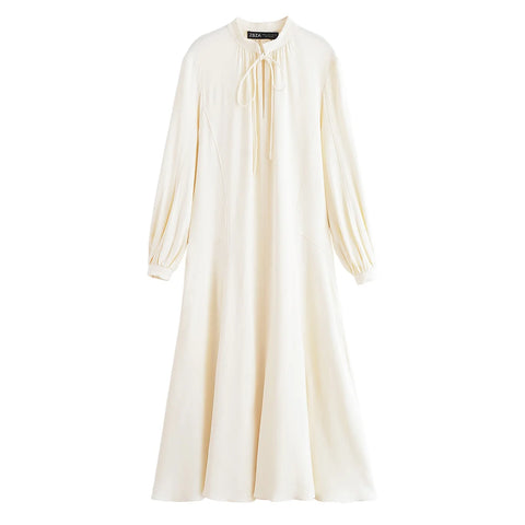 TRAF Bow Lace Up Elegant Long Dresses For Women