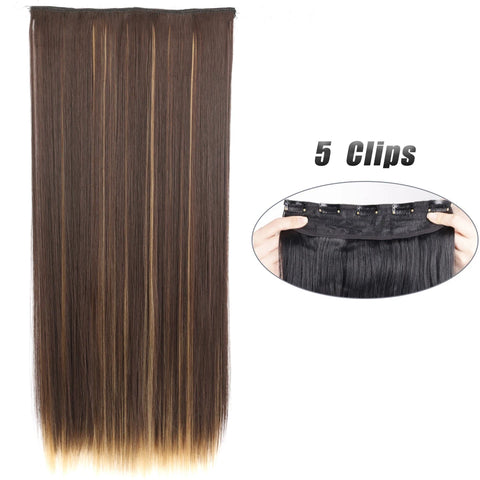 Synthetic 5 Clip In Hair Extensions 80CM - Long Straight Hairpiece